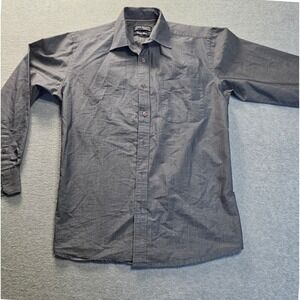 Button Down Shirt Long Sleeve Cotton Blend Mens 40 Gray John Miller
